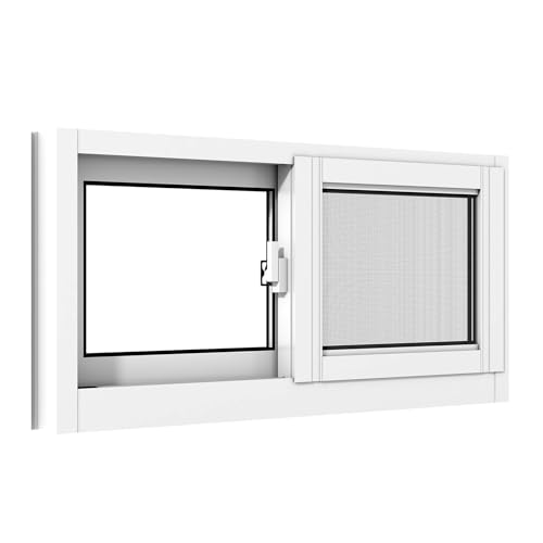 Aluminum Sliding Window 32'' x 16'' with Insect Screen, Horizontal Slide Window for Basement...
