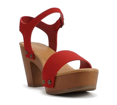Image of Soda CHIVAS ~ Women's Bold Buckles Studded Wedge Sandal