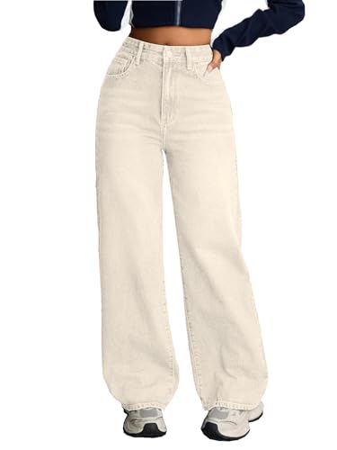Nifty Women's Denim Stretchable High Waist Baggy Jeans for Women (1479_CREEM_34_Cream_34)