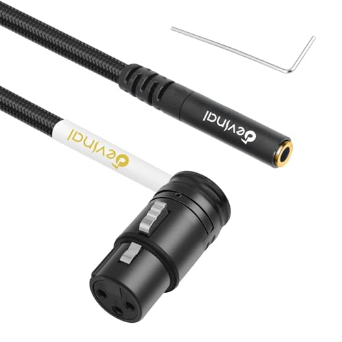 Devinal Rotatable Right-Angle XLR to 1/8' Female Cable, Adjustable-Angle Low-Profile XLR Female to...