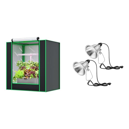 VIVOSUN VIVOSUN Small Grow Tent for Aerogarden and 2-Pack Clamp Lamp Light with Detachable 5.5 Inch Aluminum Reflector up to 60W E26 Socket (No Bulb Included), 6 Feet Cord, UL Listed