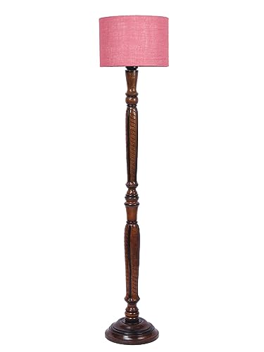 Image of Devansh Pink Jute Wooden Floor Lamp -10