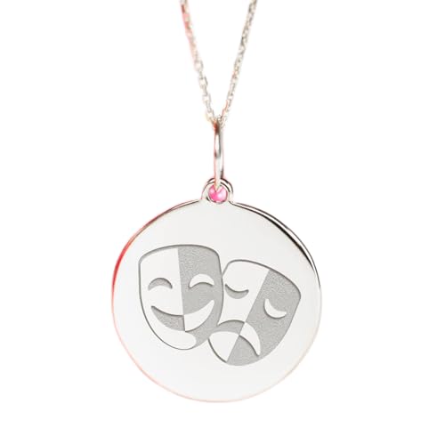 Collier Comédie et Tragédie en argent 925 massif gravé main