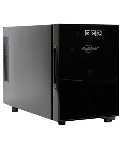 Koolatron 6 Bottle Wine Fridge – Freestanding Wine Cooler with Glass Door, 0.6 cu ft (16 L) Beverage Can Refrigerator, Digital Temperature Control, Ideal for Red, White & Sparkling Wine, Champagne