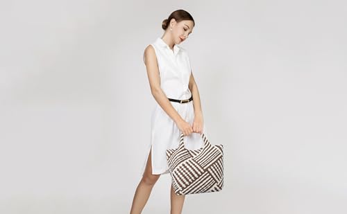 Image of Vegan Leather Purses for Women, Handmade Purses and Handbags Summer Beach Travel Tote Shoulder Bag | WOVEN