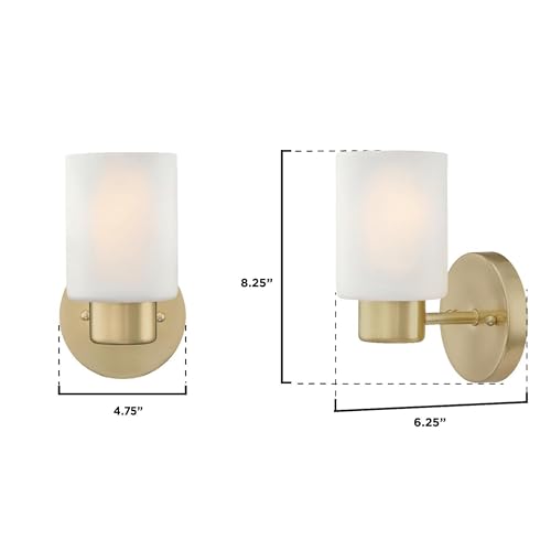 Image of Westinghouse 6227800 Sylvestre One-Light Indoor Wall Fixture, Brushed Nickel Finish with Frosted Seeded Glass