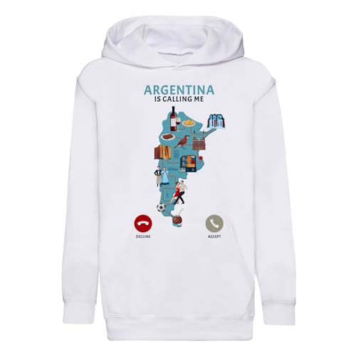Sweat à capuche enfant Argentina is Calling Me hoodie noir premium taille junior