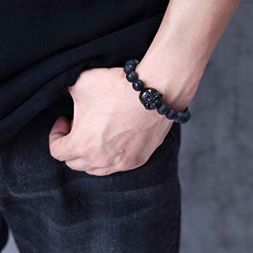 COAI Buddha Bracelet Six-Syllabled Sanskrit Mantra Onyx Obsidian Stone Beaded Bracelet2