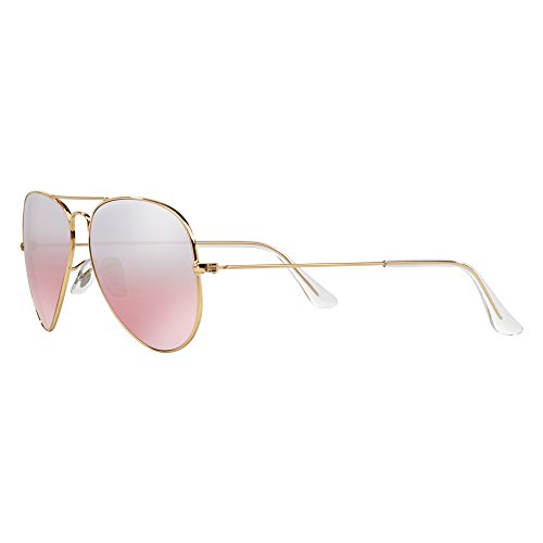 Ray-Ban AVIATOR LARGE METAL - GOLD Frame / Crystal Brown Pink Silver Mirror Lenses 62mm2