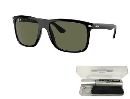 Ray-Ban RB4547 Sunglasses Bundle: RB 4547 BOYFRIEND TWO 601/58 Boyfriend Two Black Polar Gree and Eyewear Cleaning Kit2