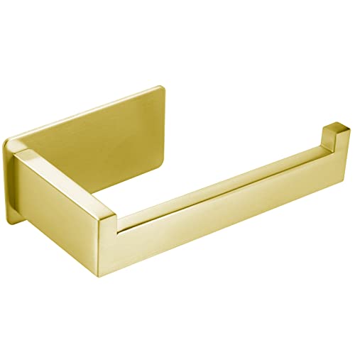 YUET Toilettenpapierhalter Ohne Bohren, Selbstklebend Toilettenpapierrollenhalter Edelstahl Klopapierhalter Wc Halter Rollenhalter Klorollenhalter Papierhalter für Küche und Badzimmer,Gold gebürstet
