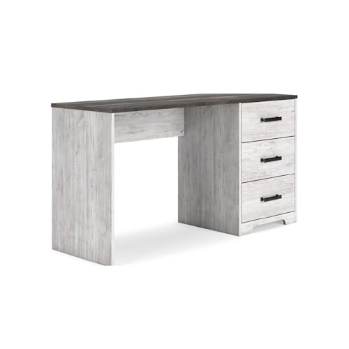 Signature Design by Ashley Shawburn Farmhouse 3-Drawer 54" Home Office Desk, White & Gray