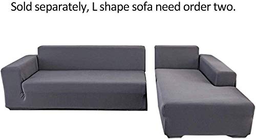 LINGKY Sofabezug Ecksofa L Form Stretch Samt Sofa Überzug Universal Couchbezug Für 1/2/3/4 Sitzer Waschbar Sofa Überwürfe (L Form Ecksofa Erfordert Zwei) - Sofabezug 2 Sitzer, Hellgrau