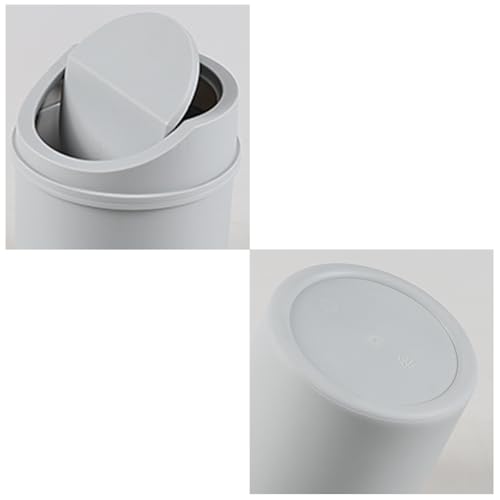 Image of Plastic Mini Trash Can with Swing Lid, 0.5 Gallon Desktop Tiny Rubbish Bin, Grey