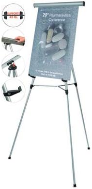 MasterVision Telescoping Tripod Display Easel, Adjusts 35 to 64 High, Metal, Silver - FLX09102MV