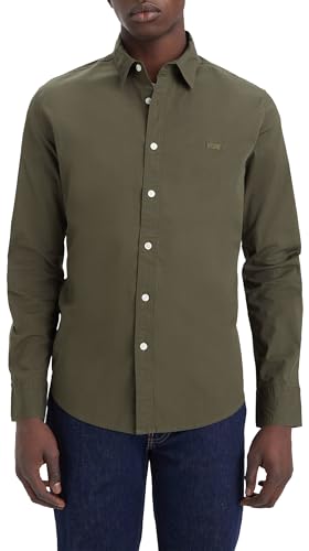 Levi's Long-Sleeve Battery Housemark Slim Camisa, Olive Night, S Hombre
