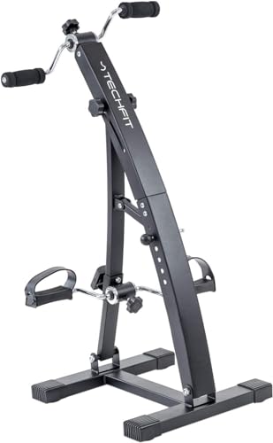 TechFit Mini Vélo de Récupération avec Manivelle Double Réglable, Adapté pour Pieds et Bras Exercices, Moniteur LCD Intégré