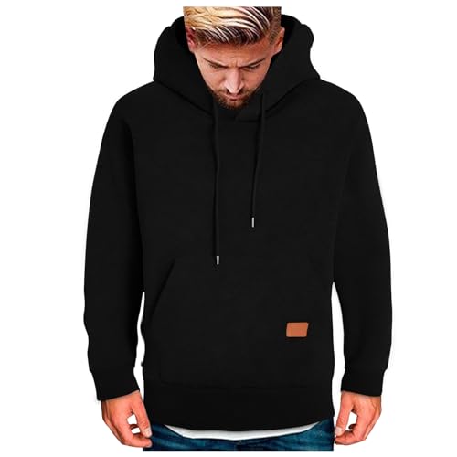 Mens Cotton Fleece Hooded Sweatshirt Casual Long Sleeve Hoodies Pullover Fashion Oversized Hoodie with Kanga Pocket