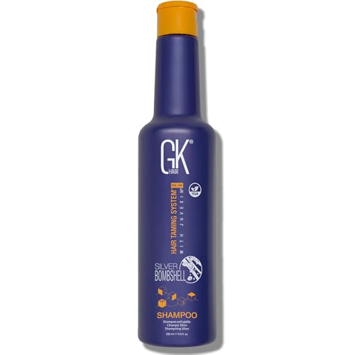 GK HAIR Silver Bombshell Purple Shampoo 280ml For Blonde Platinum Ash Silver & Gray Hair Moisturizes Dry & Damaged Removes Yellow Brassy Tones
