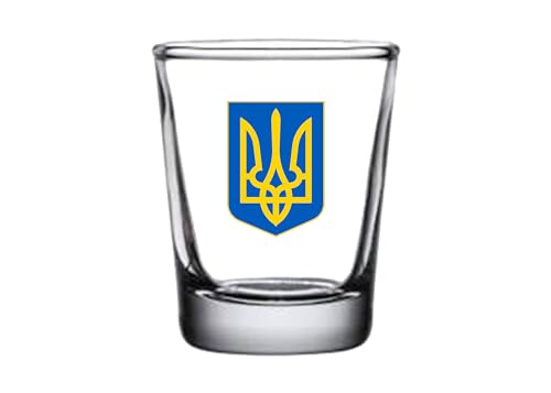 Rogue River Tactical Ukraine Coat of Arms Flag Outline Shot Glass Gift