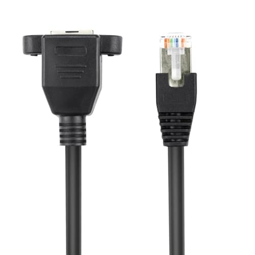 Image of SANCY 1.5 Meter RJ45 Ethernet Cable - Male to Female Screw Panel Mount, 8-Pin Extension, Pure Copper Shielded, LAN Network Cable for Wall Mounting
