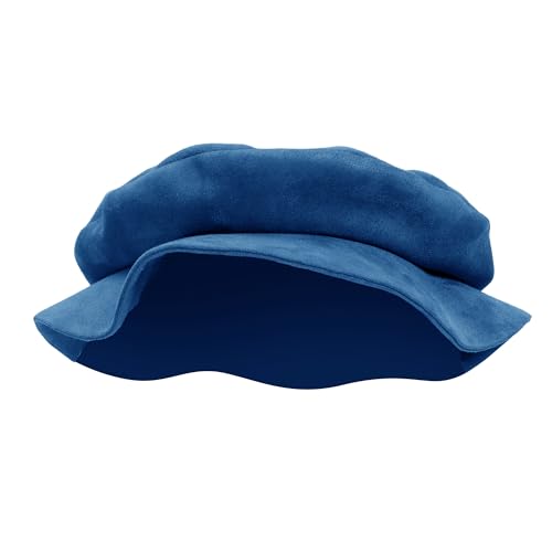 FURPHI Medieval Tudor Flat Cap Faux Suede Beret Hat Renaissance Festival Costume Accessories for Men Women (Blue)