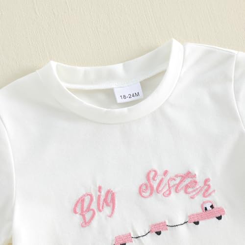 Image of Kayotuas Toddler Girl Summer Clothes Big Sister Outfit Letter Short Sleeve T-shirt Layered Tutu Skirt Set Cute Birthday Dress