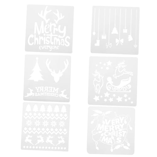 OSALADI 12Pcs Christmas Drawing Stencils Set, Pet Xmas Painting Templates for DIY Photo Decoration, Reusable Holiday Stencils Santa Claus, Snowflakes, Tree, Bells, and
