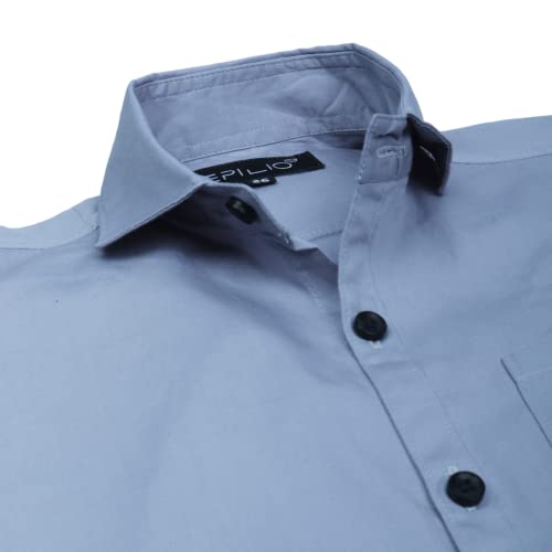 Image of Kids Stylish Solid Cotton Spread Collar Regular Fit Shirt|| Formal Boys Shirt || Casual Wear Buttoned Shirt for Boys Light Blue