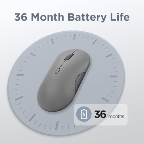 Image of Lenovo 350 Wireless Bluetooth Mouse, Silent Click, 3 Level DPI (1000, 1600, 2400), 36 Month Battery Life, 2 Device Pairing, Luna Grey