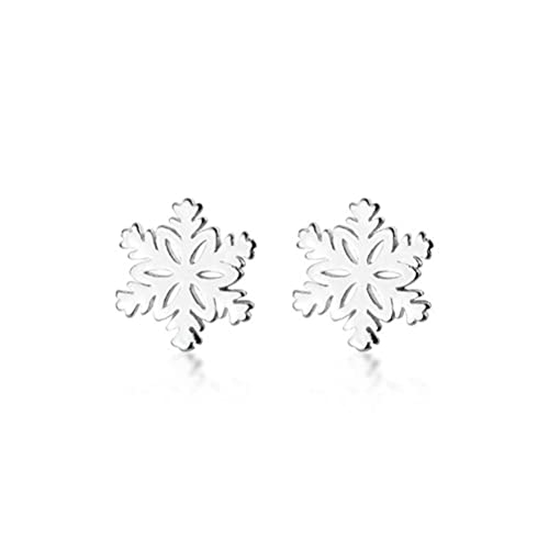 Boucles d'oreilles blanches S925 en argent flocon de neige à six pétales pour femme
