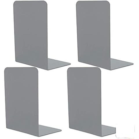 Bookends Nonskid Metal Bookends Books Holder Book Supports for Shelves Metal Decorative Book Ends for Kids Children Desktop Organizers for Home Office School Supplies (Gray 2Pairs) Cover