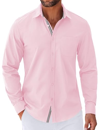 COOFANDY Men's Long Sleeve Casual Button Down Shirts Untucked Shirts for Men Regular Fit Dress Shirt