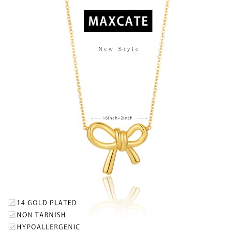 Dainty Bow Gold Necklaces for Women Non Tarnish - 14k Gold Plated Pendant Necklace Trendy Cute Simple Statement Charm Bow Chain Necklace Gold Jewelry for Women Birthday Christmas Gift4