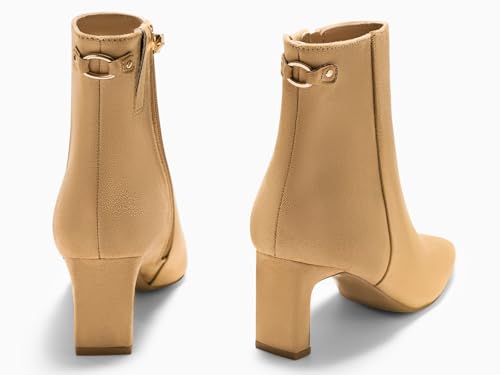Image of Coutgo Womens Ankle Boots Chunky Heel Closed Toe Booties Side Zipper Winter Dress Shoes