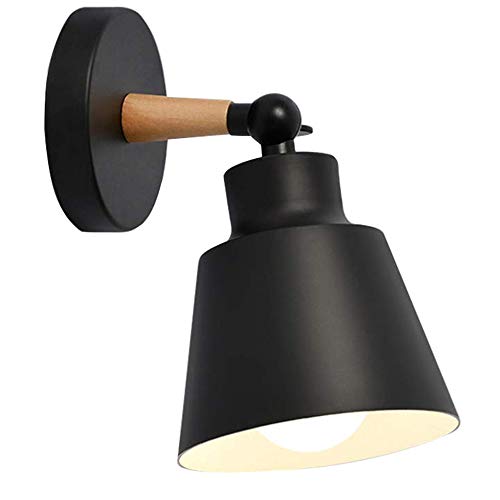 Chao Zan Moderno Stile nordico Vintage Industrial LED Applique,E27 Creativa Legno+Metallo Lampada da Parete in,Faretti,Lampada da parete regolabile a 90 gradi, Ristorante/bar/camera da letto/loft/bar