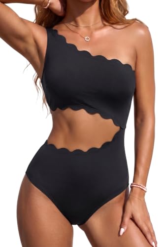 Image of Women's One Piece Swimsuit- One Shoulder Bathing Suit Cutout Tummy Control Swimwear