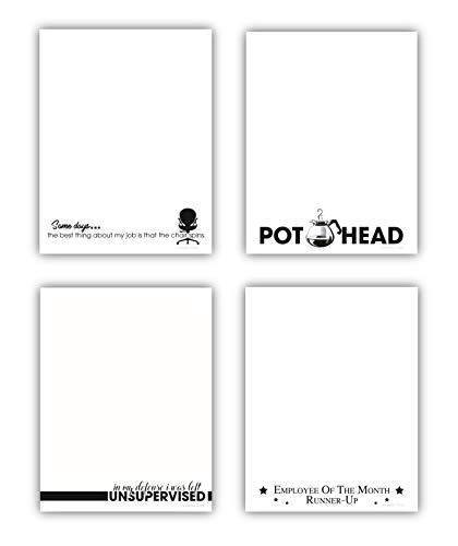 Funny Notepads for Office - Novelty Memo Pads, Funny Gift Idea for Coworkers - 4 Pack Set, 50 Sheets Each