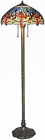 Tiffany Style Stained Glass Floor Lamp - Dragonfly