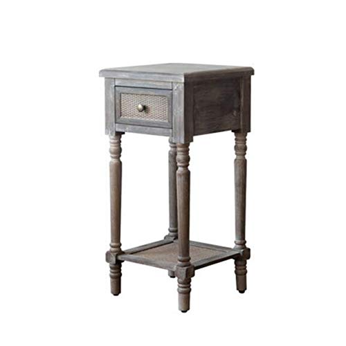 Telephone Table, Retro Sofa Small Side Table,Industrial Styleside Table,Telephone Tables,with Drawer,Side Table with Storage Shelf(Color:Retro,Size:13.9713.9729.52in)