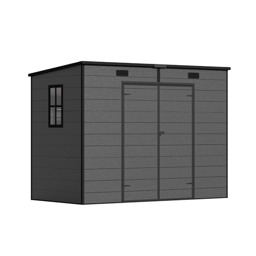 Devoko Gartenhaus Kunststoff 8x4, Wetterfestes Gerätehaus mit Bodenplatte, Fahrradschuppen, 226 x 112 x 183 cm Geräteschuppen mit Pultdach und...