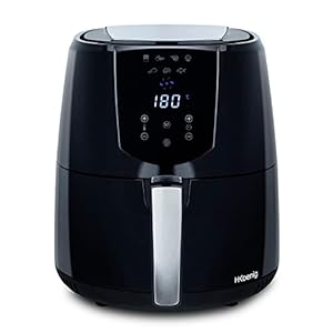 H.Koenig Multifunctionele Compacte Airfryer FRY800, 4L, Hete Lucht, Gezond Koken, 7 Programma’ s, Instelbare Temperatuur 80° tot 200°C, Uitneembare Kom, Vaatwasserbestendig,Zwart