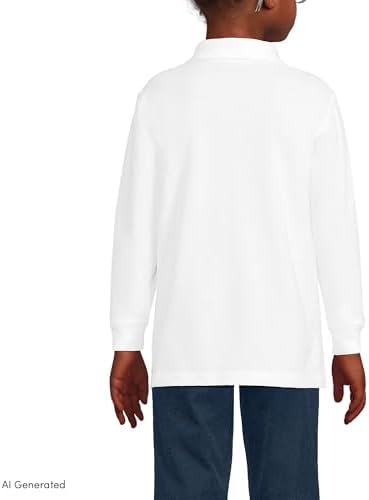 Lands' End 교복 아동용 긴소매 메시 폴로 셔츠 — 사진 2