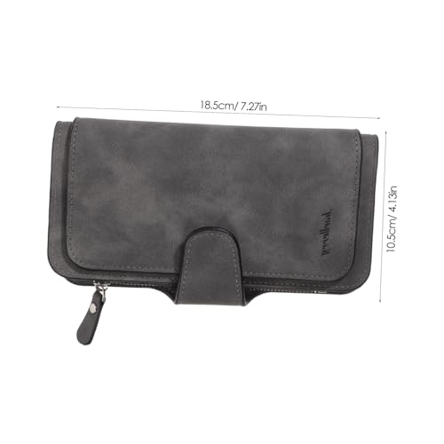 PU Leather Two-Tone Frosted Long Wallet for Women Snap Closure Purse Multiple Card Slots Portable Zipped Wallet for Daily Use2