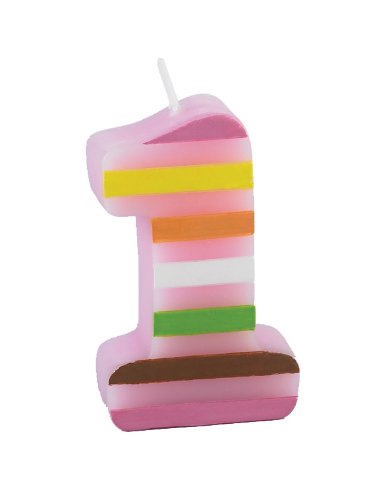 Molded Number Candle, Sweet at One Girls 1st Birthday