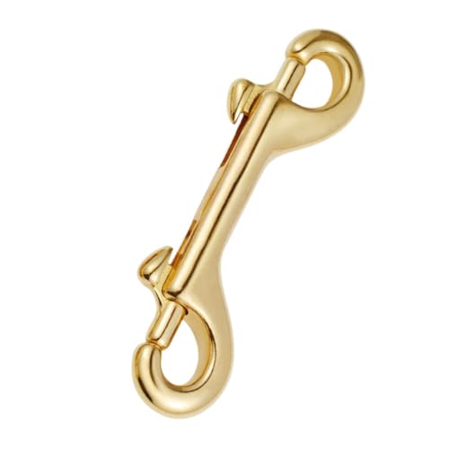 KALLORY Brass Double Ended Snap Hook Clips for Dog Leashes Key Chains and Multi-Use Applications 1 Piece Heavy Duty Dual Side Carabiner