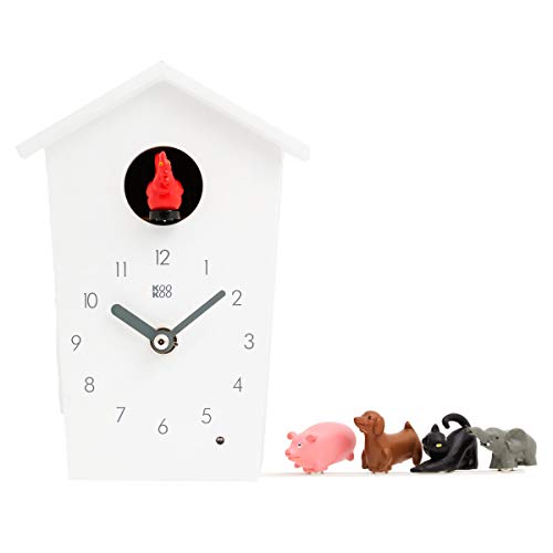 KOOKOO AnimalHouse bianco orologio cucù orologio da parete con 5...