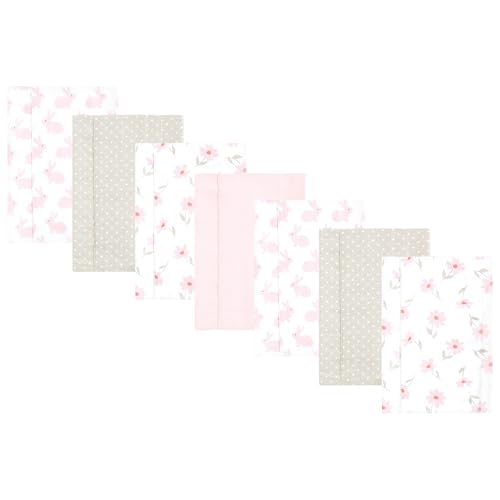 Hudson Baby Unisex Baby Flannel Burp Cloth 7pk, Pink Honey Bunny, One Size