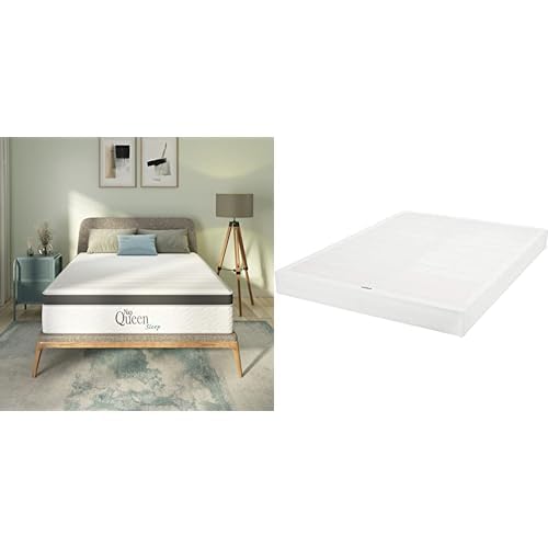 Photo 1 of NapQueen 8 Inch Maxima Hybrid Mattress and Amazon Basics Smart Box Spring Bed Base, 5 Inch Mattress Foundation, Tool-Free Easy Assembly, Full