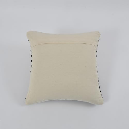 Image of TIB Premium Boho Decorative Throw Cushion Covers, 16 x 16 cm, Set of 2, Cotton. (Black Stripes)